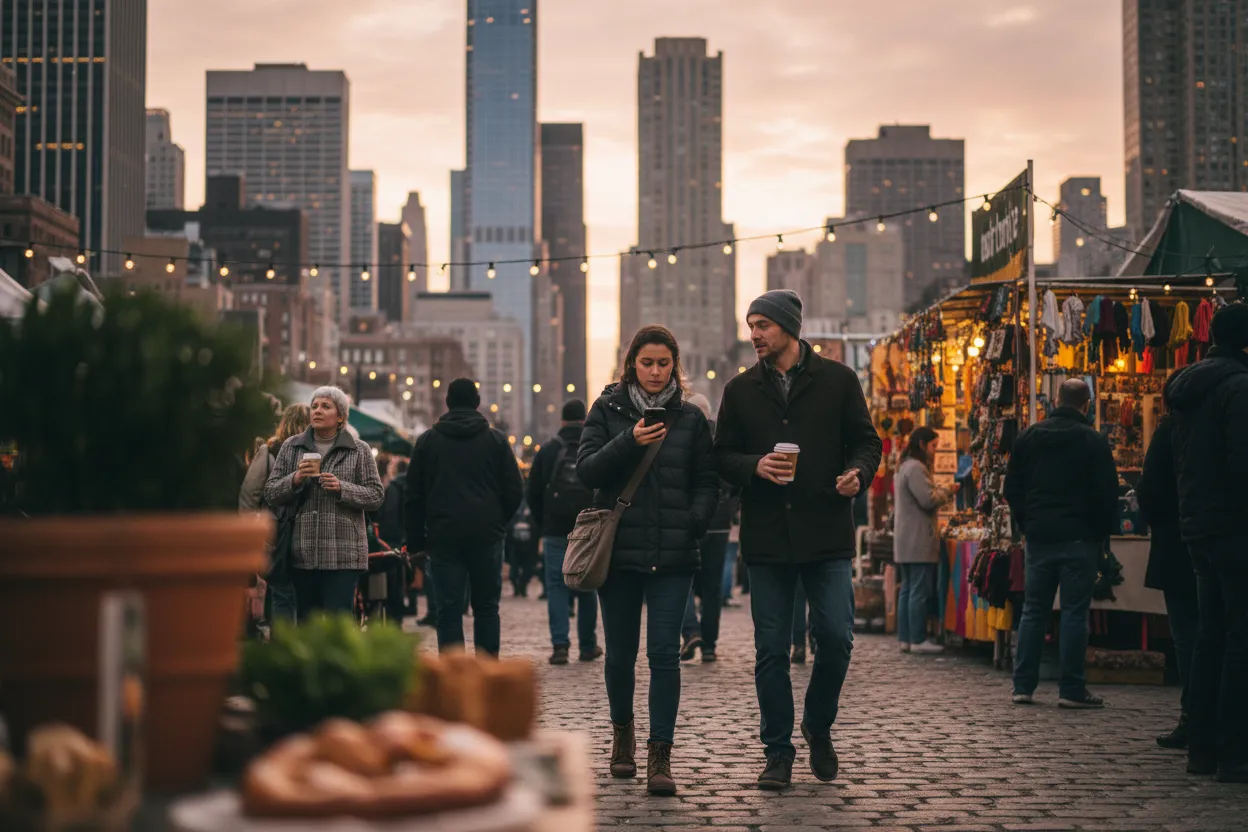 Practical city scene for NYC Eventbrite Guide for Last-Minute Local Weekend Plans