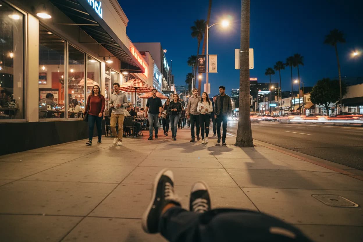 Realistic Los Angeles scene for LA Applebee's Guide for Casual Group Dinner Plans