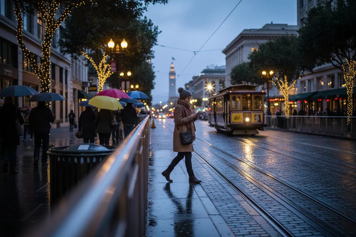 Practical city scene for San Francisco New Year's Eve Guide for Dinner and Parties