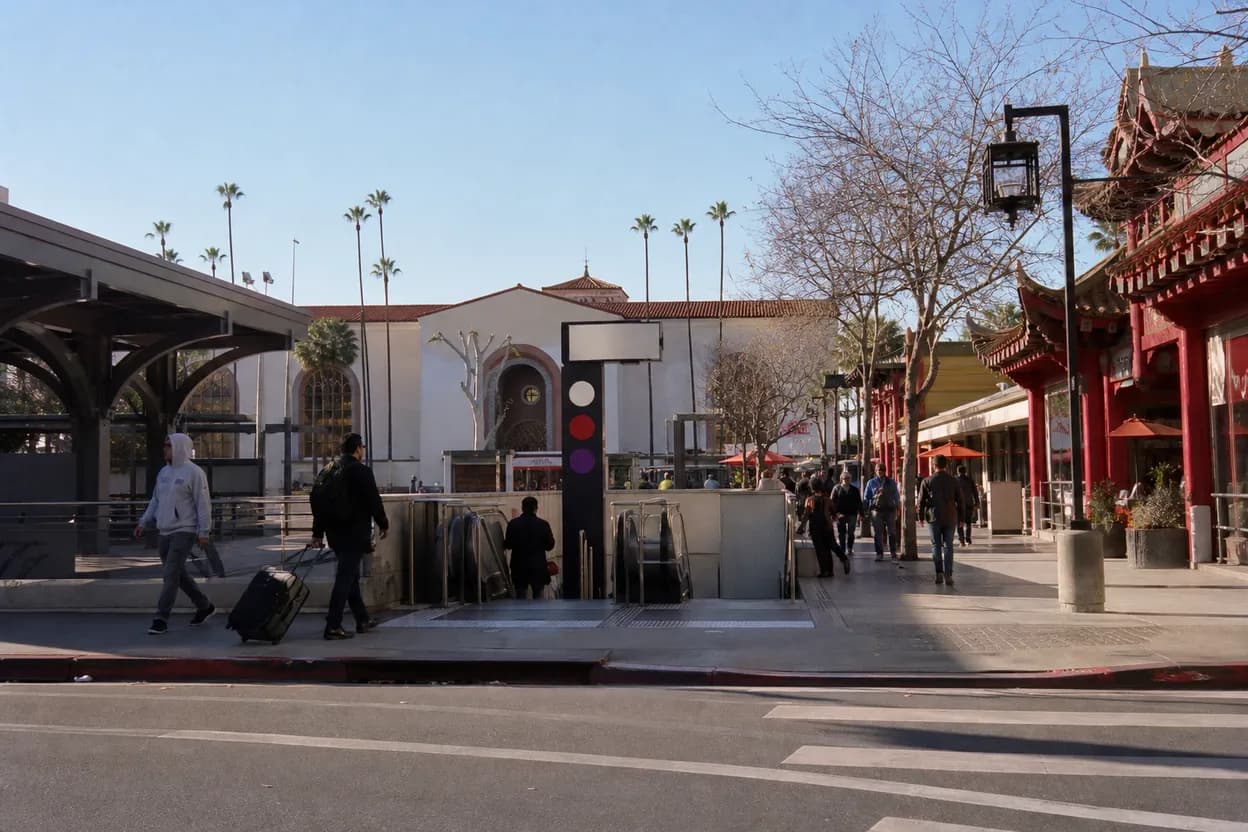 Cover scene for blue jays vs cubs: Los Angeles Union Station to Chinatown dinner route