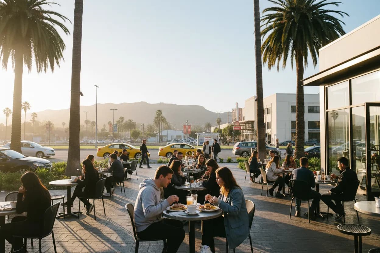 Realistic Los Angeles scene for Best Breakfast Near Me in LA Before Traffic Peaks