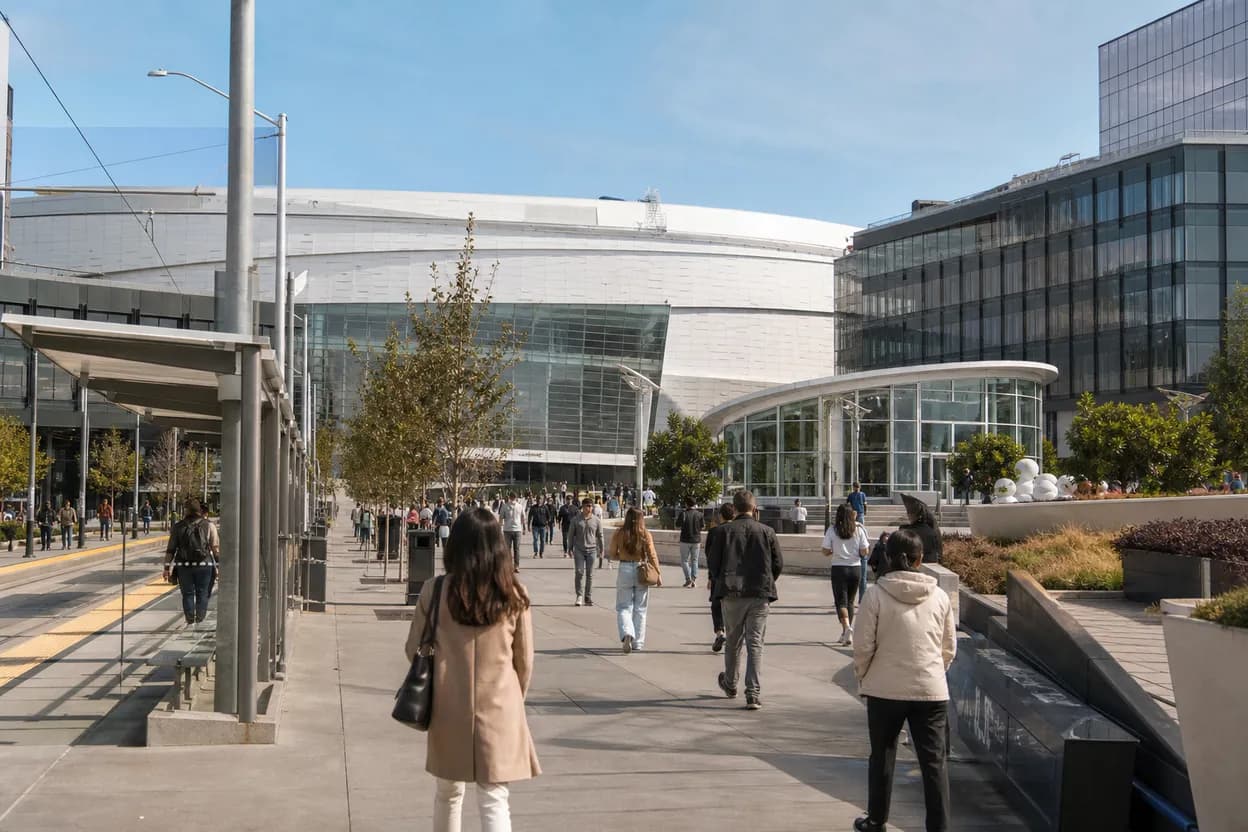 Cover scene for tempo vs fire transit routes through Mission Bay and Chase Center