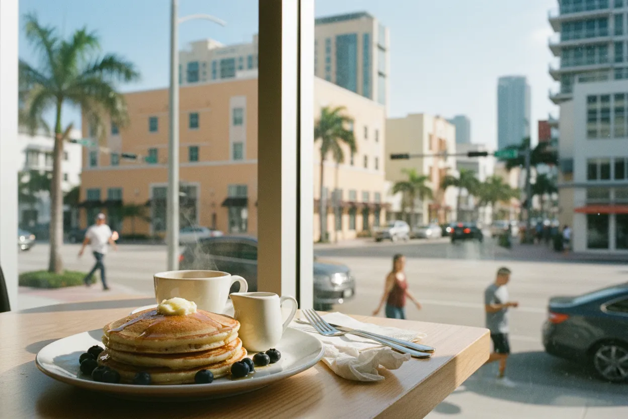 Realistic Miami scene for Miami IHOP Guide for Breakfast Meetings and Late Brunch