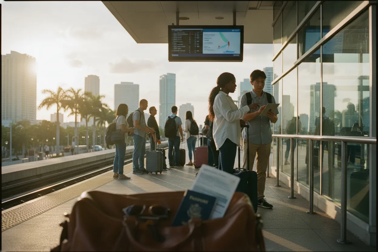 Realistic Miami scene for Miami Aruba ED Card Guide for Easy Flight Prep