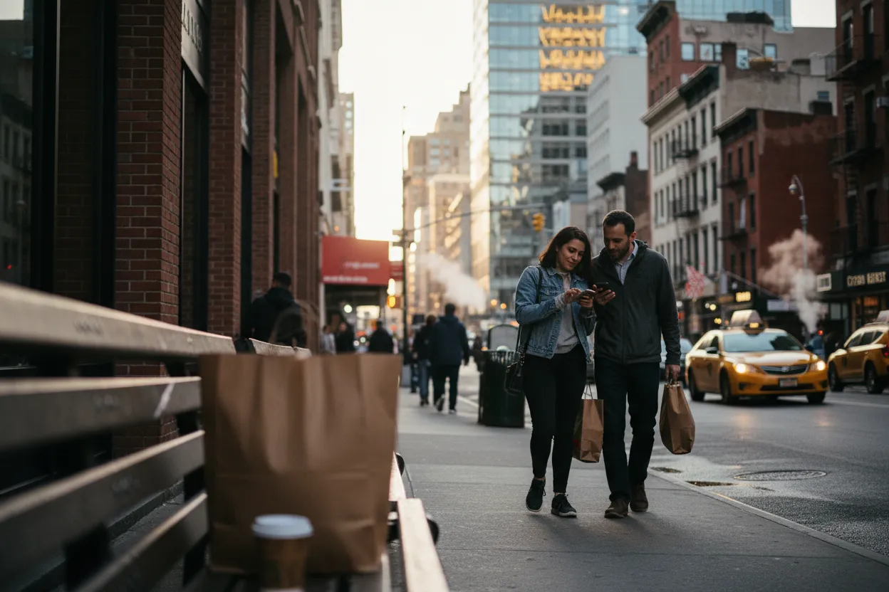 Practical city scene for NYC Olive Garden Near Me: Family Dinner Planning