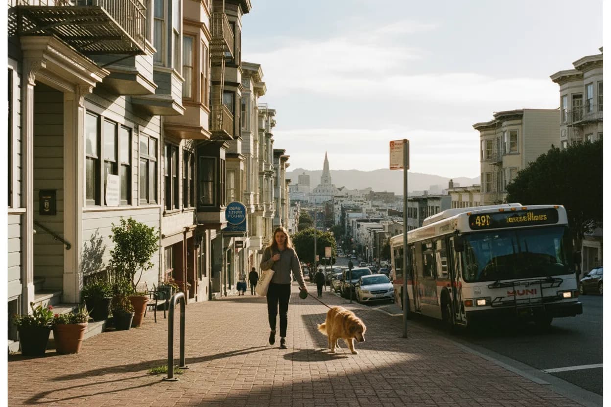 Practical city scene for San Francisco PetSmart Guide for Pet Essentials and Grooming