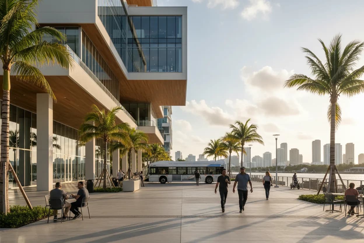 Realistic city scene for magic johnson: A Miami Coffee and Dessert Route