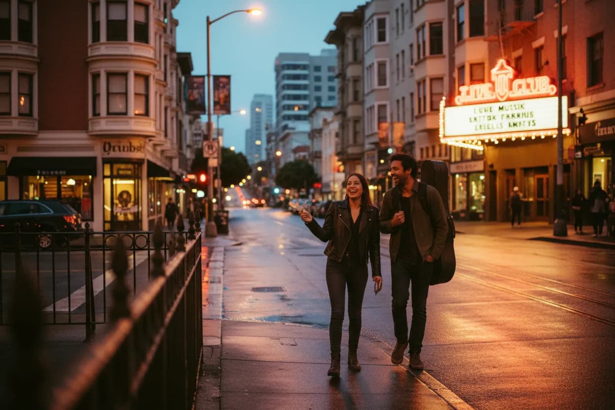 Practical city scene for SF Live Music Near Me for Post-Dinner Plans