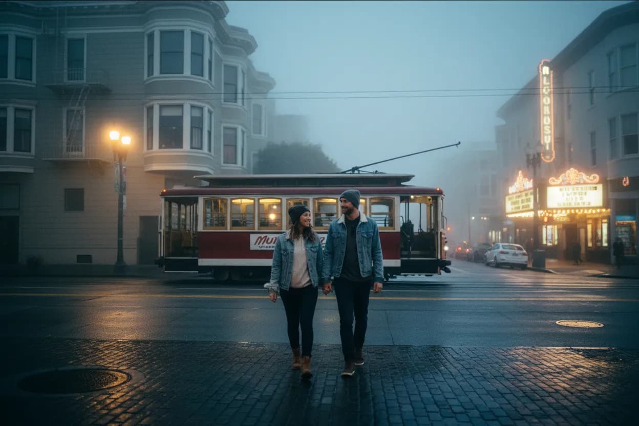 Practical city scene for San Francisco Movie Guide for Foggy Date Nights