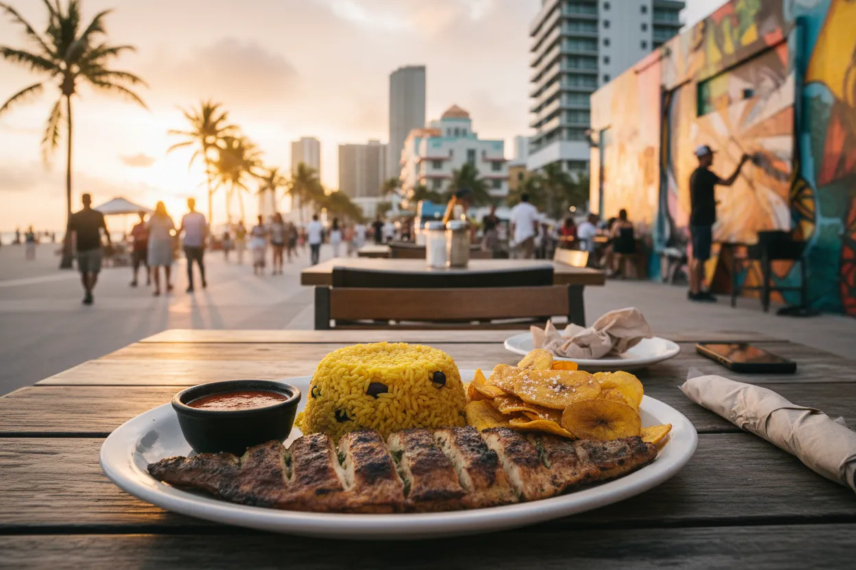 Realistic Miami scene for Miami Restaurants Near Me: Beach, Downtown, and Wynwood Picks