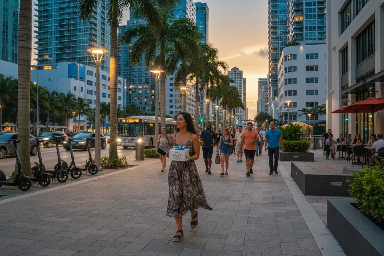 Realistic Miami scene for Miami Nothing Bundt Cakes Guide for Birthday Dessert Runs