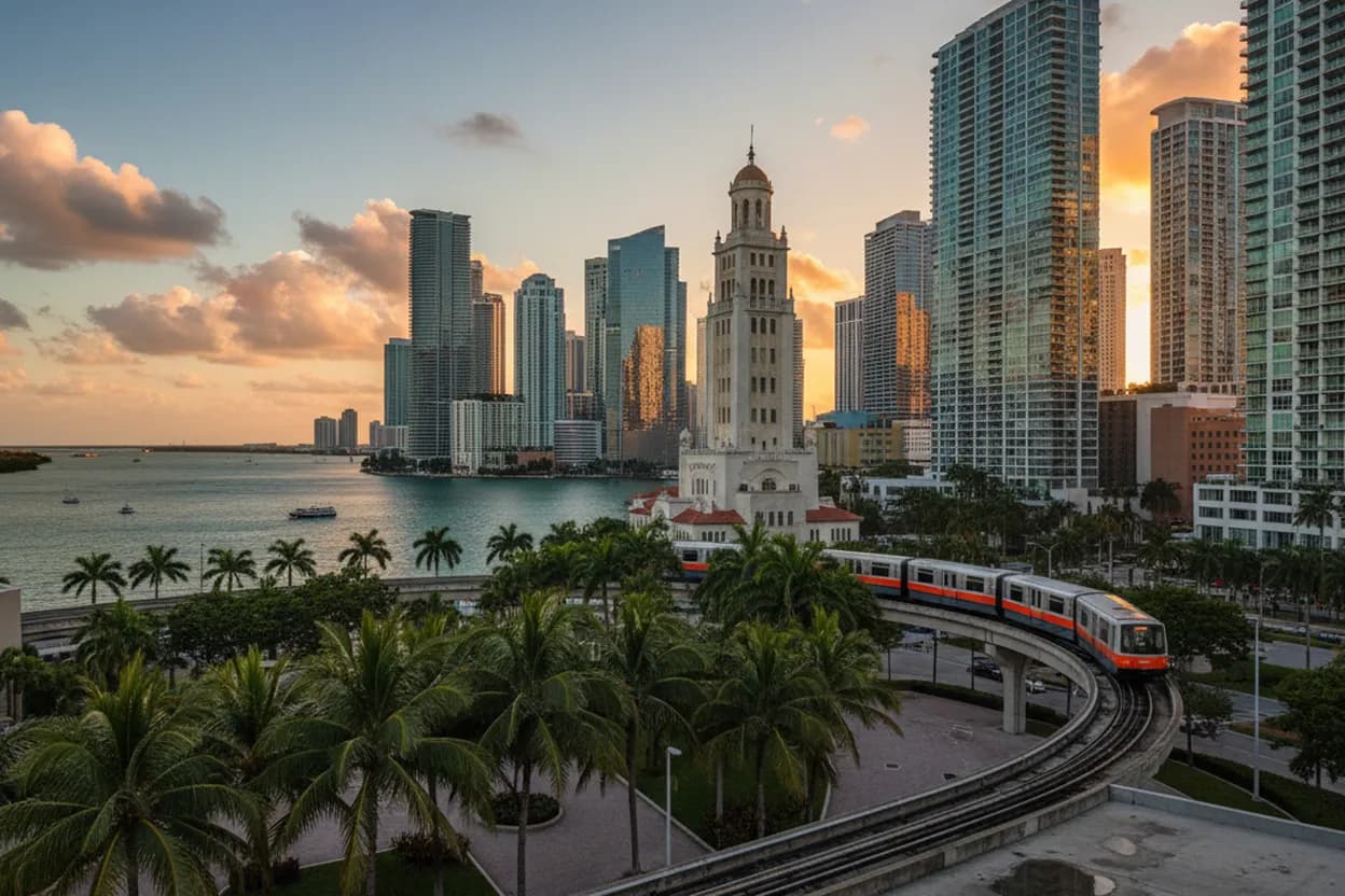 Realistic city scene for leagues cup: Free Miami Culture and Outdoor Plan