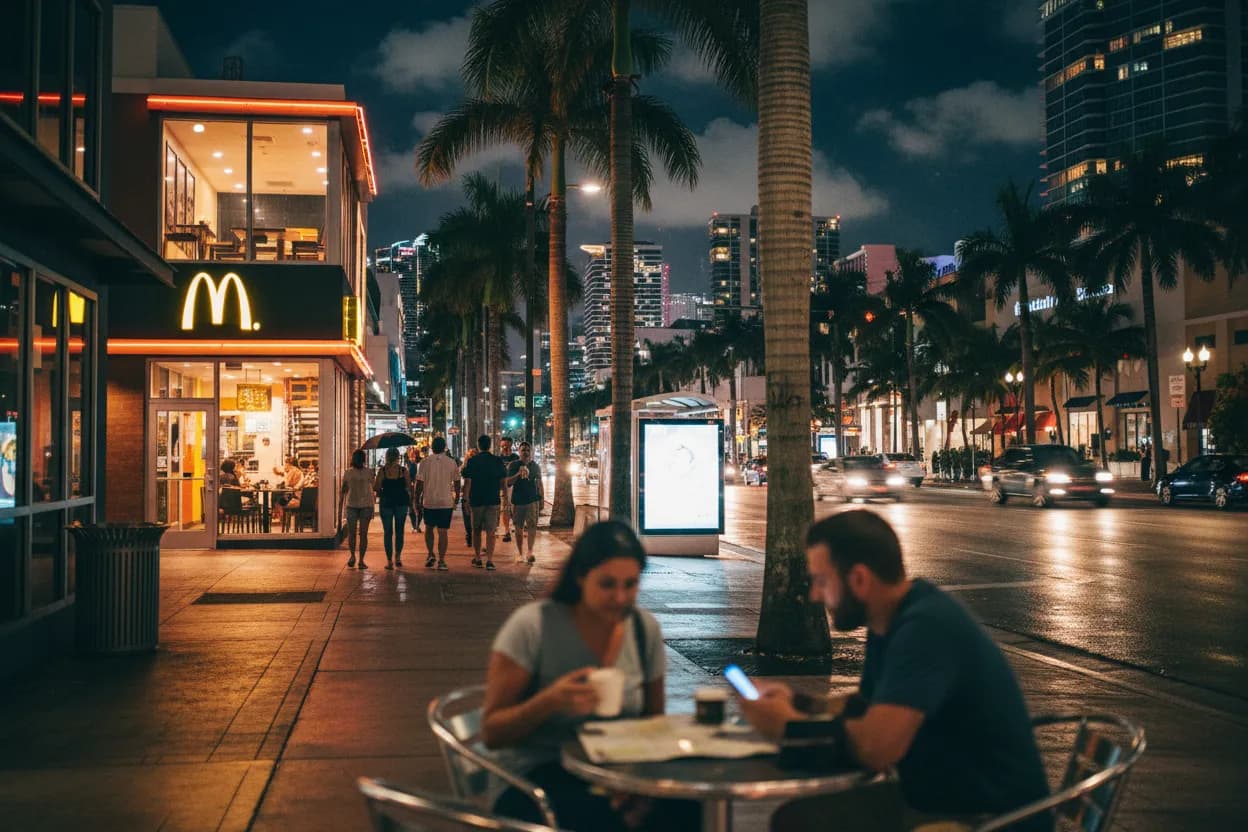 Realistic Miami scene for Miami McDonald's Near Me: Breakfast Timing Search Guide