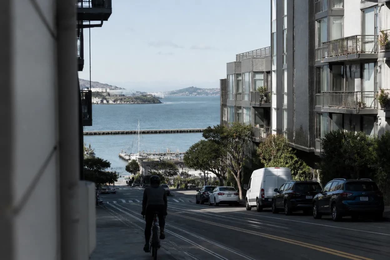 Realistic city scene for michael b jordan: A Short San Francisco Cafe Route With Backups
