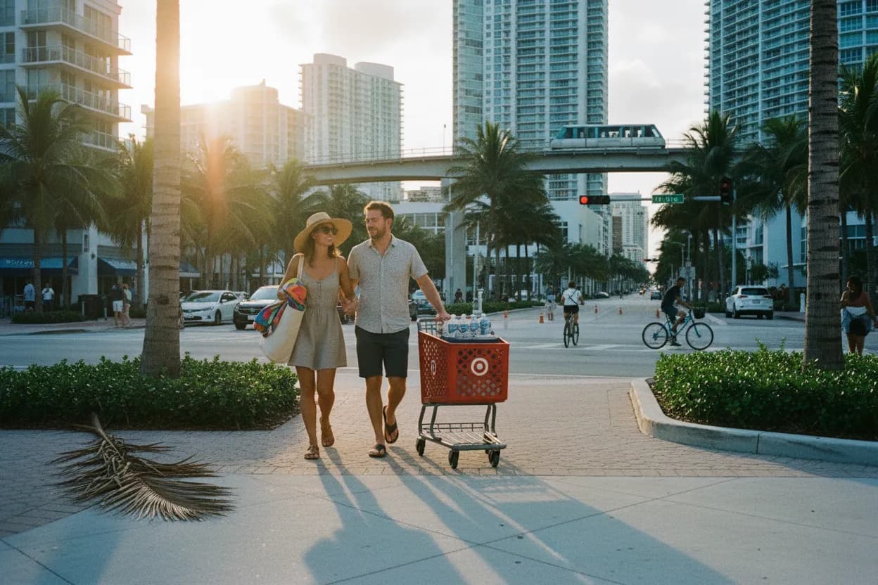 Practical city scene for Miami Target Guide for Beach Essentials and Weekend Errands