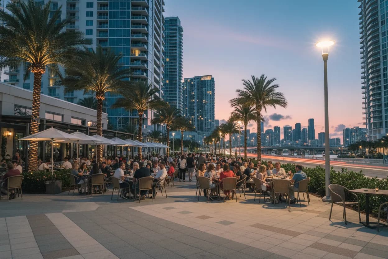 Realistic city scene for lisa demuth: Where Miami Groups Can Eat Smoothly