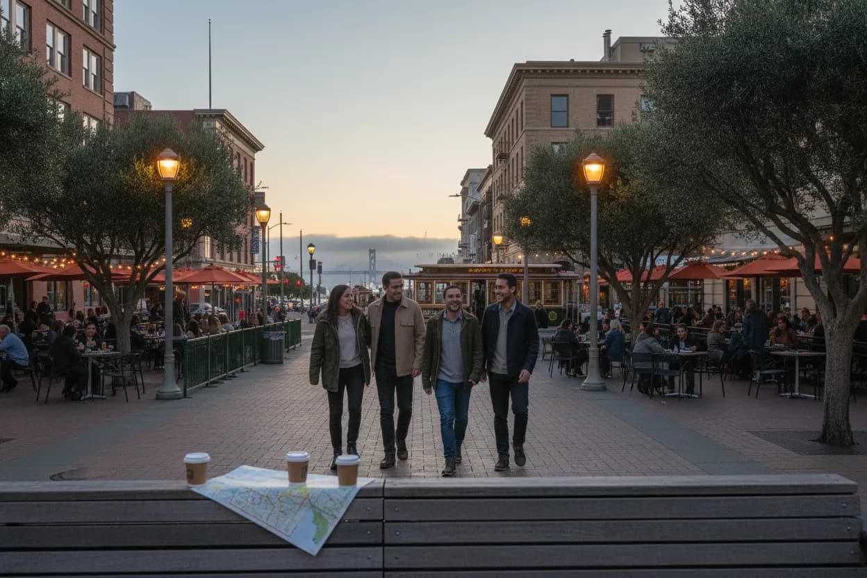Realistic San Francisco scene for San Francisco Food Guide for Low-Stress Group Dinner Plans