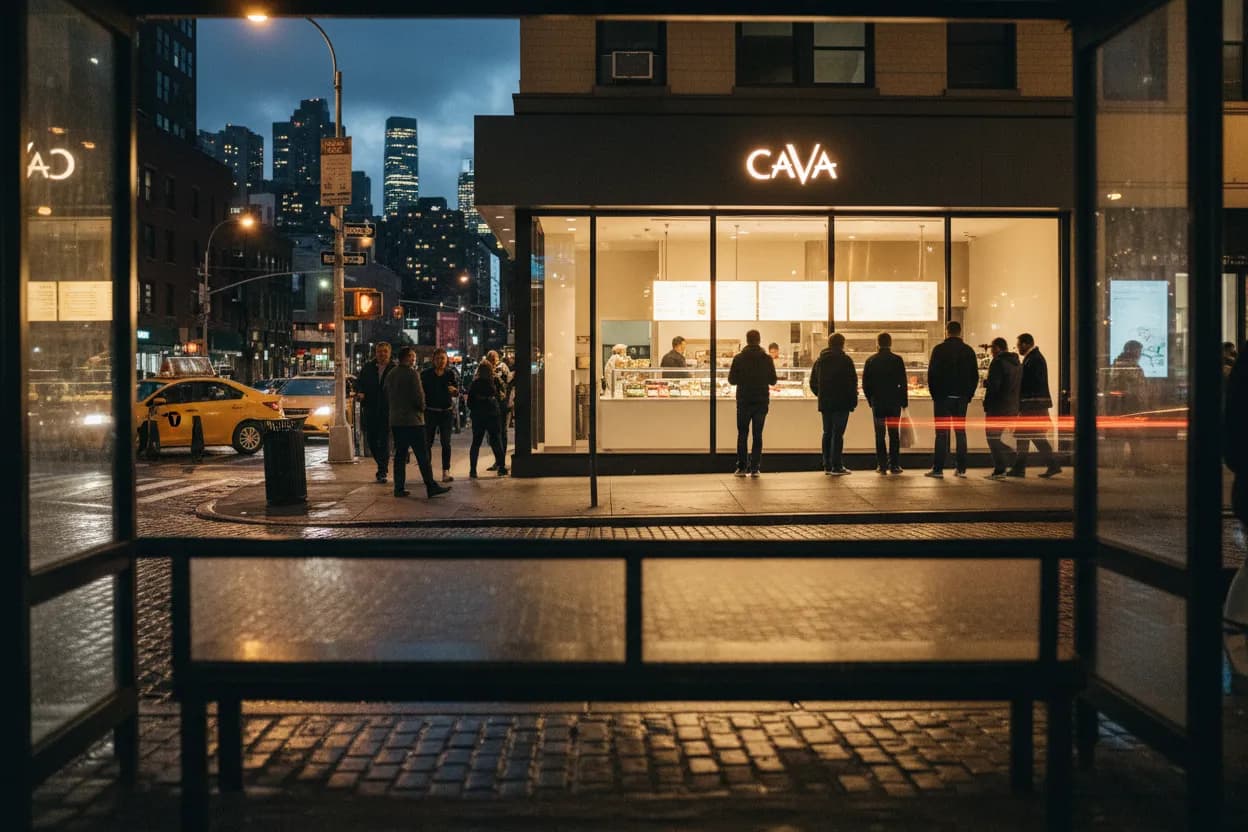 Realistic NYC scene for NYC CAVA Near Me for Fast Mediterranean Lunch