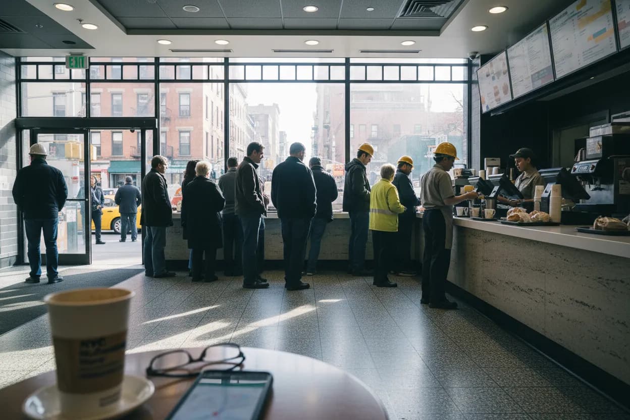 Realistic NYC scene for NYC McDonald's Near Me: Breakfast Menu Search Tips