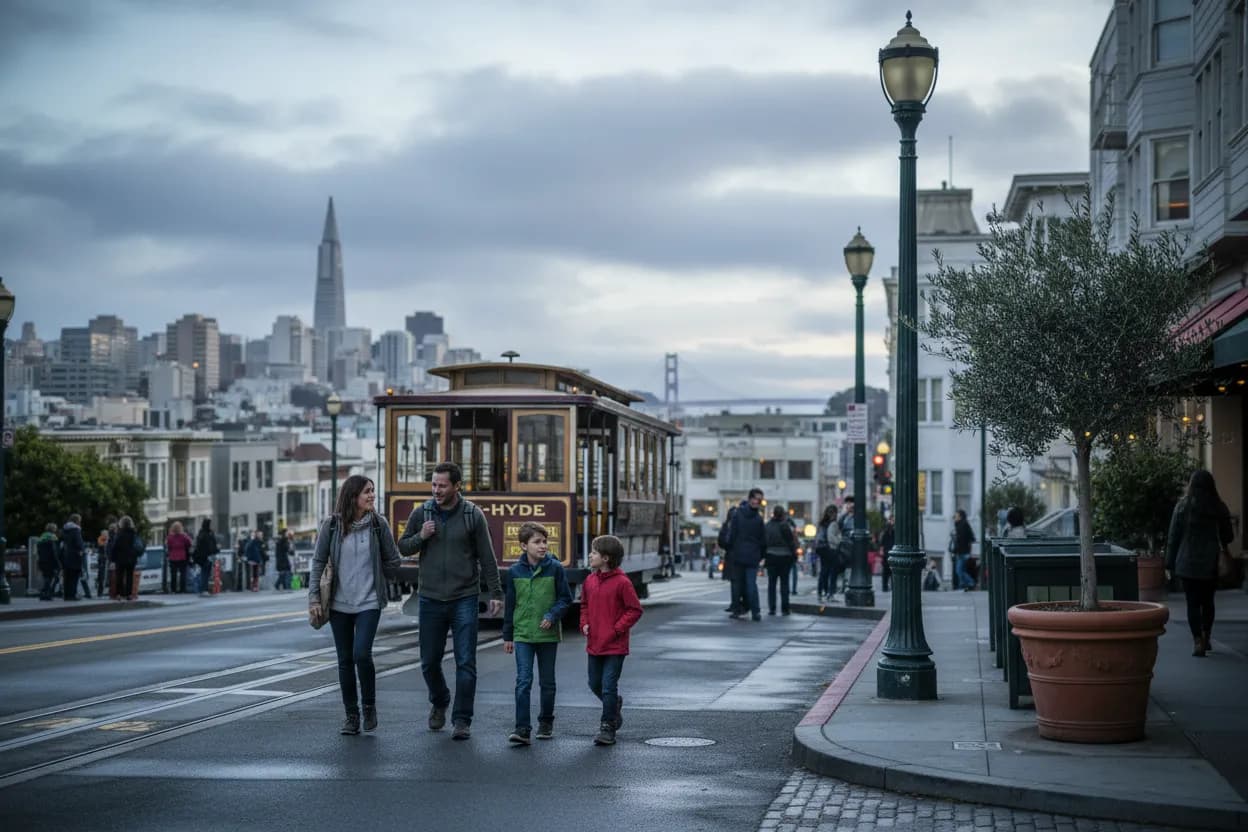 Realistic San Francisco scene for San Francisco Olive Garden Guide for Family Dinner Plans