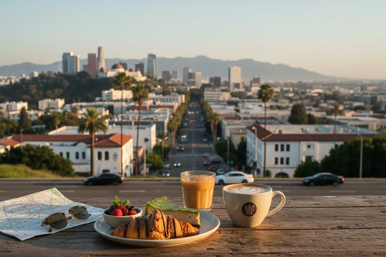 Realistic city scene for the last house: A Short Los Angeles Cafe Route With Backups