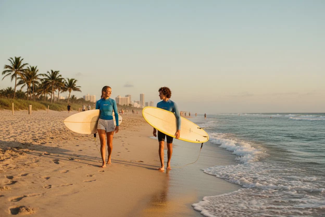 Practical city scene for Miami Best Places to Surf Guide for Beginner Beach Days