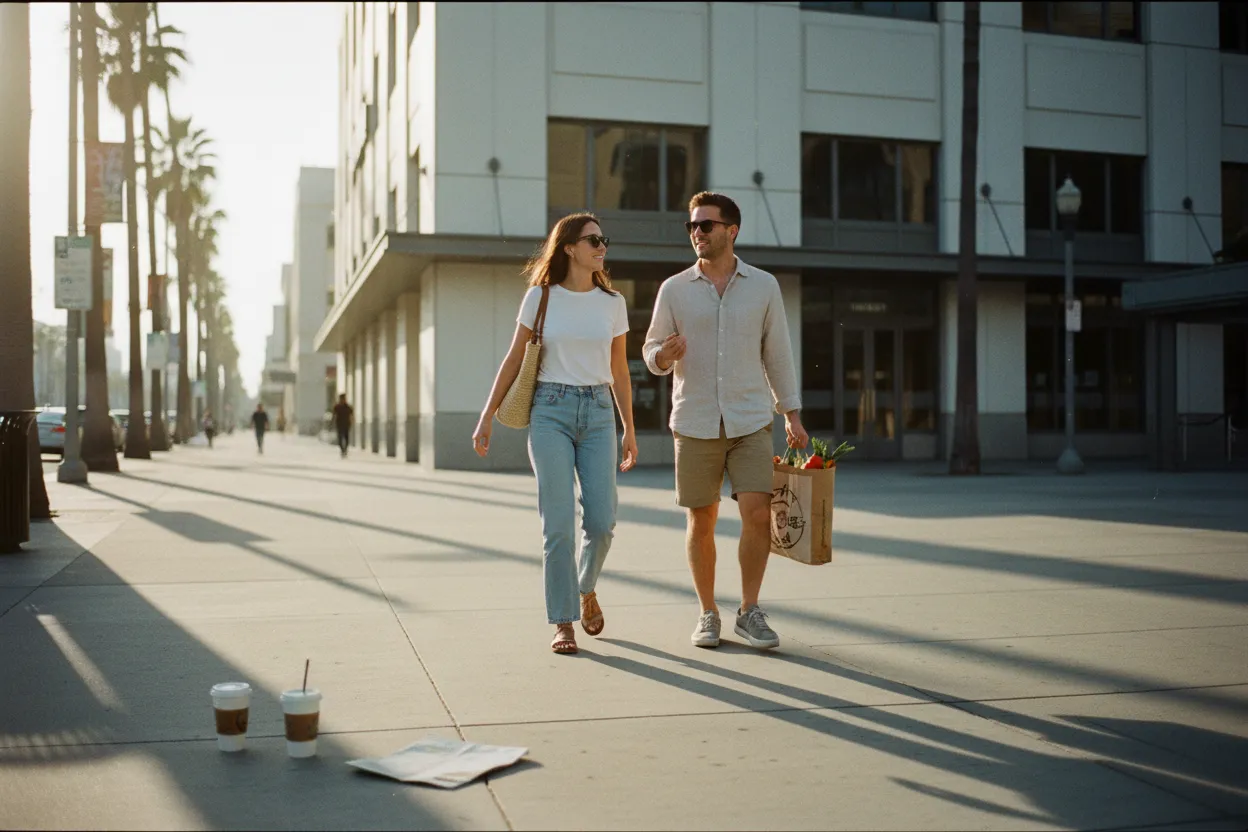 Practical city scene for LA Erewhon Guide for First-Time Grocery Visitors and Tourists