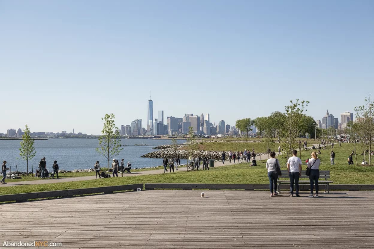 Cover scene for Bush Terminal Park Sunset Benches for a Quiet Date After Sunset Park Dinner