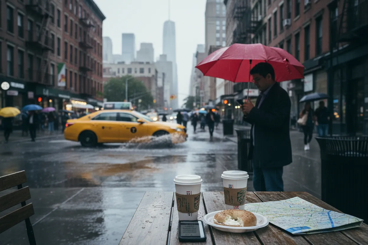 Realistic NYC scene for NYC Flash Flood Warning Guide for Commuters and Visitors