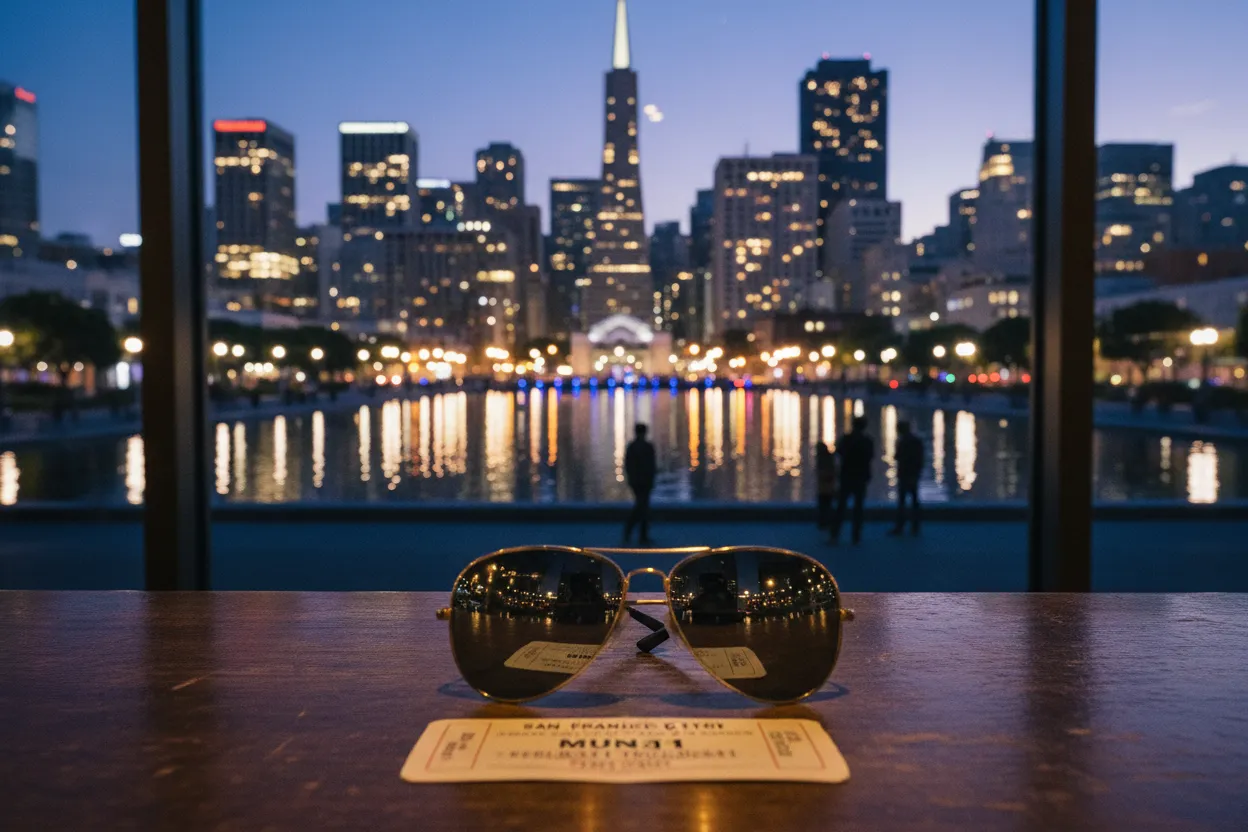 Realistic city scene for reflecting pool: A Two-Stop San Francisco Nightlife Route