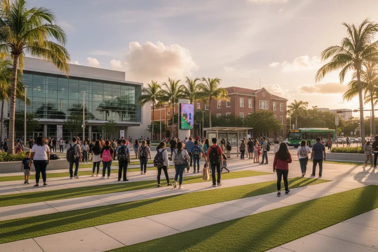 Realistic city scene for safeway store closures: The Miami Source-Checking Route