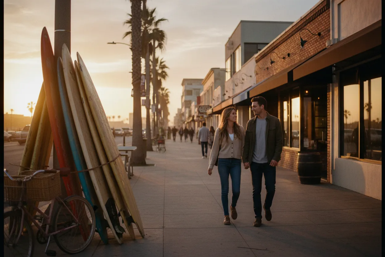 Practical city scene for LA Seafood Near Me from Beach Days to Date Nights