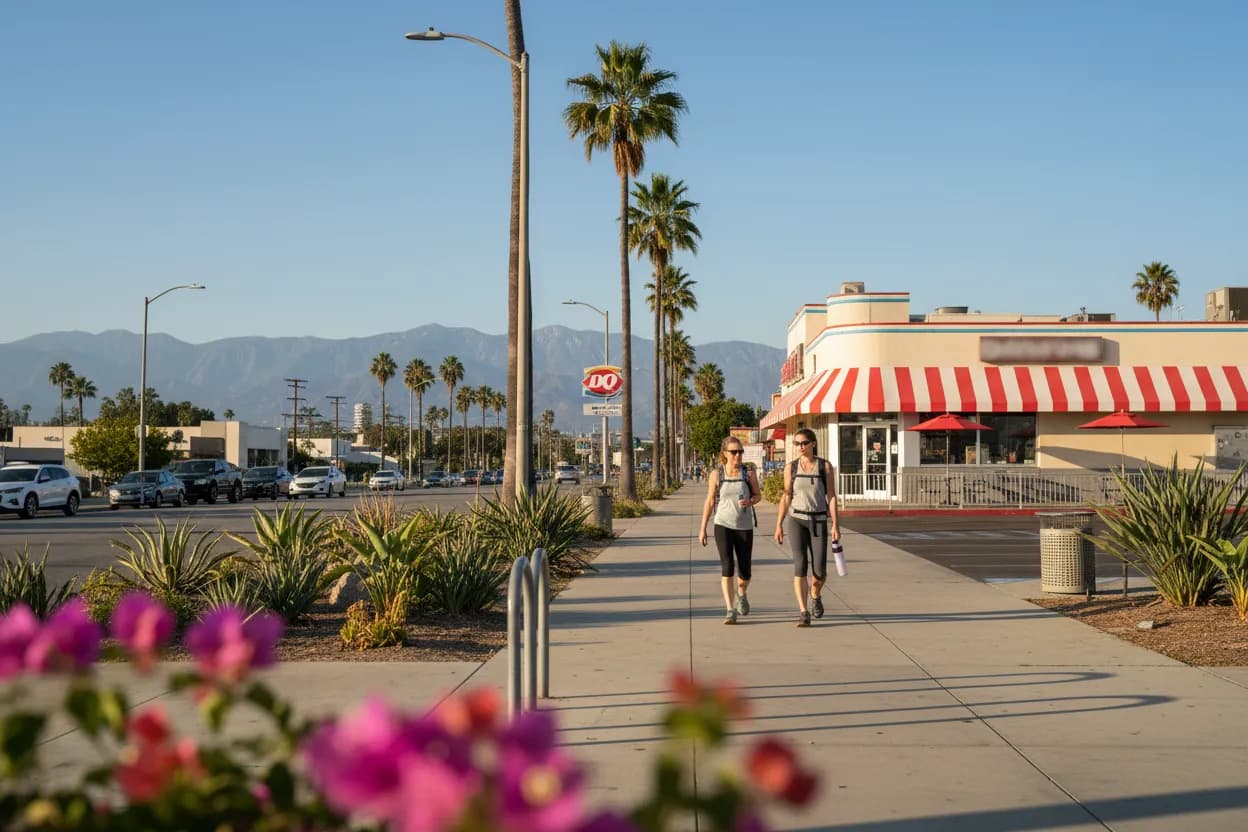 Practical city scene for LA Dairy Queen Near Me for Post-Hike Treats