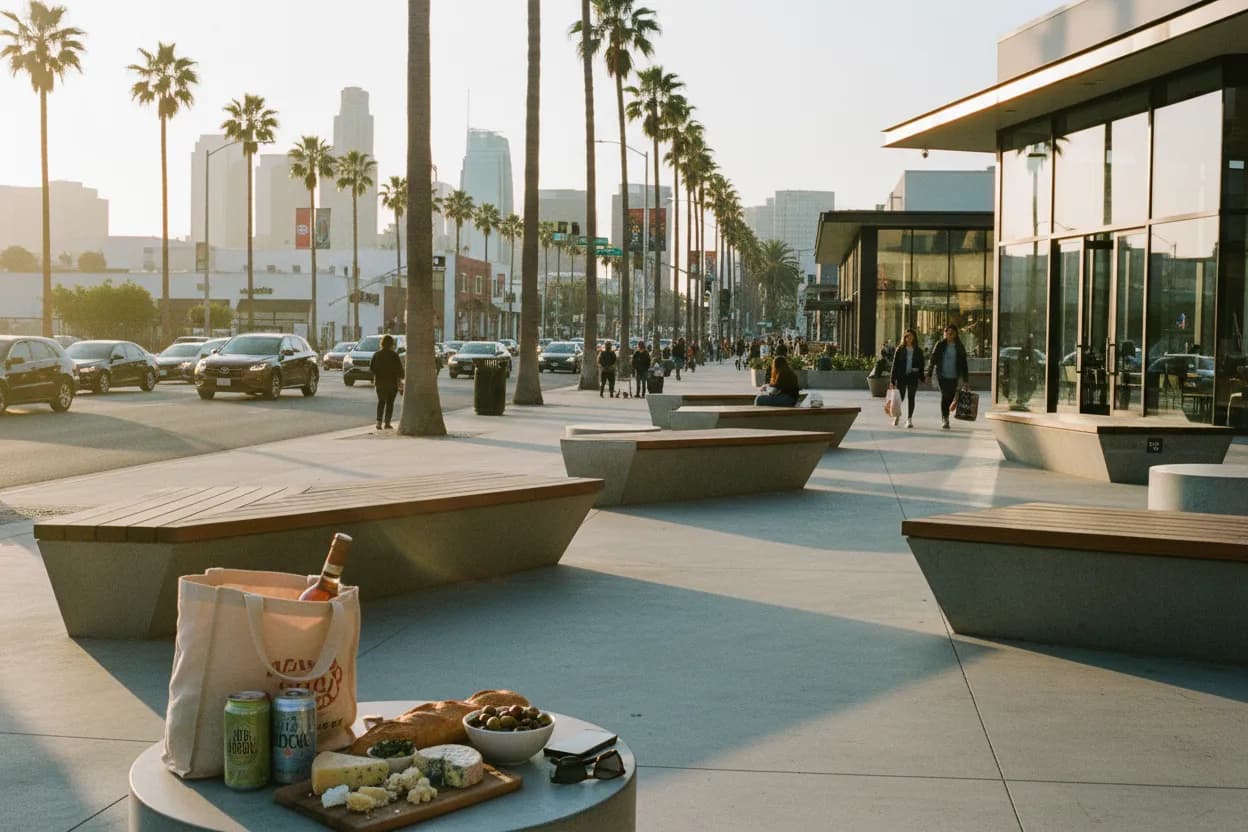 Realistic Los Angeles scene for LA Total Wine Guide for Party Shopping and Pickup