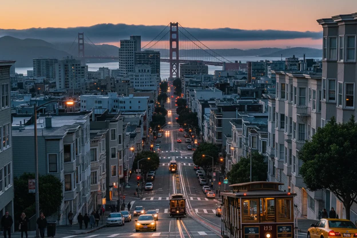 Realistic city scene for kavinsky: A San Francisco Dinner Route With Backups