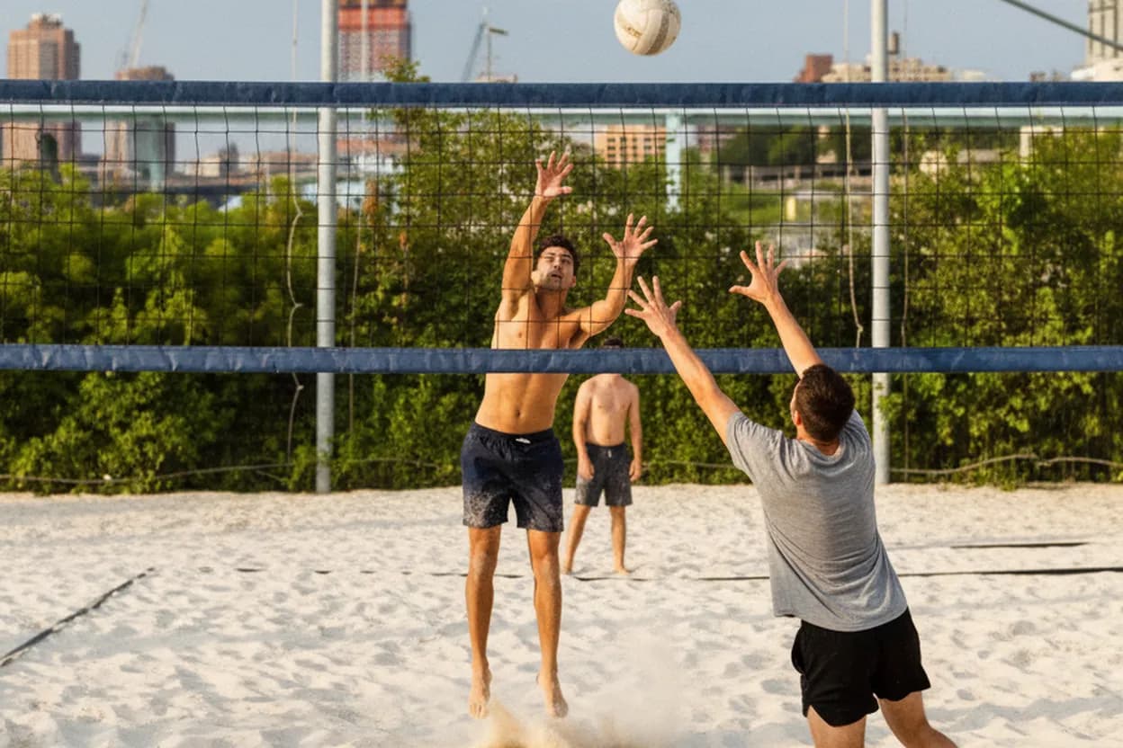 Editorial detail for Brooklyn Bridge Park Pier 6 Volleyball: A Breezy Doubles Plan With Kids Nearby