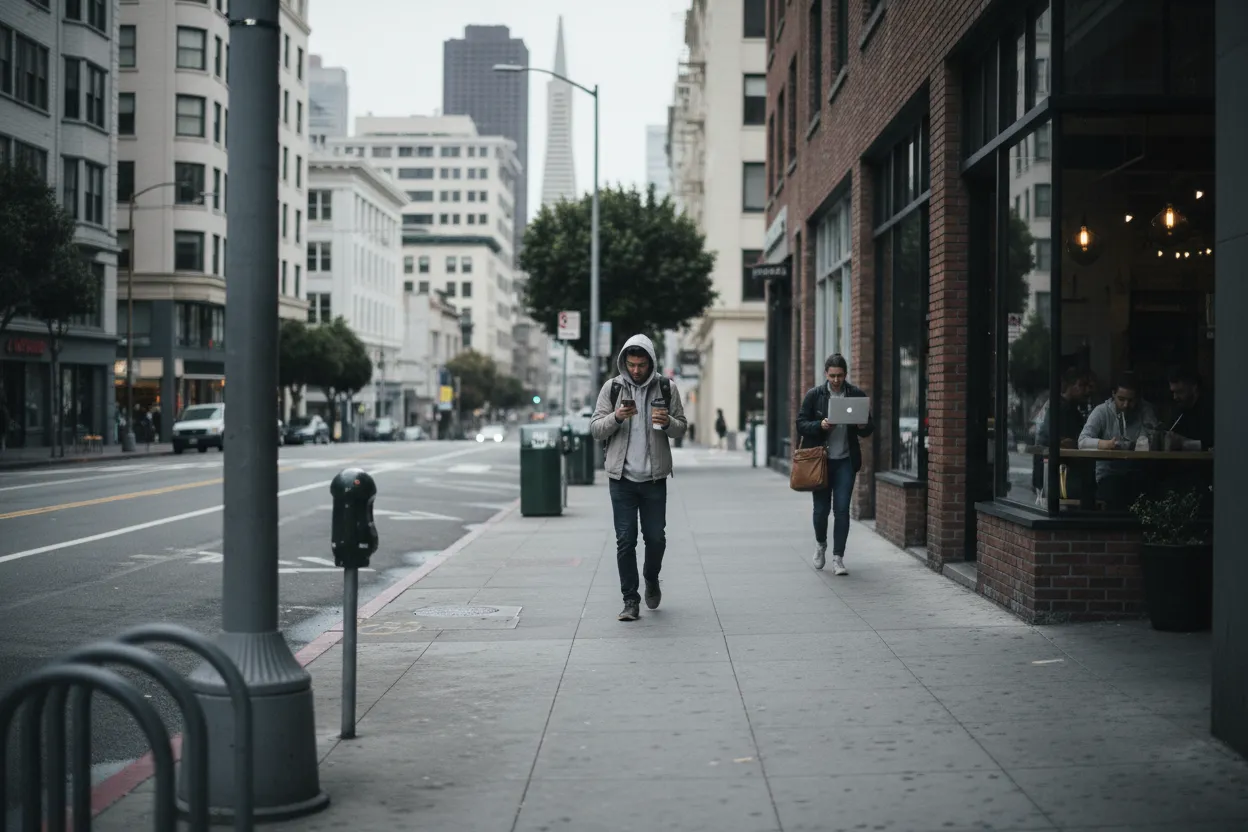 Practical city scene for Best Cafes in San Francisco for Remote Work Days