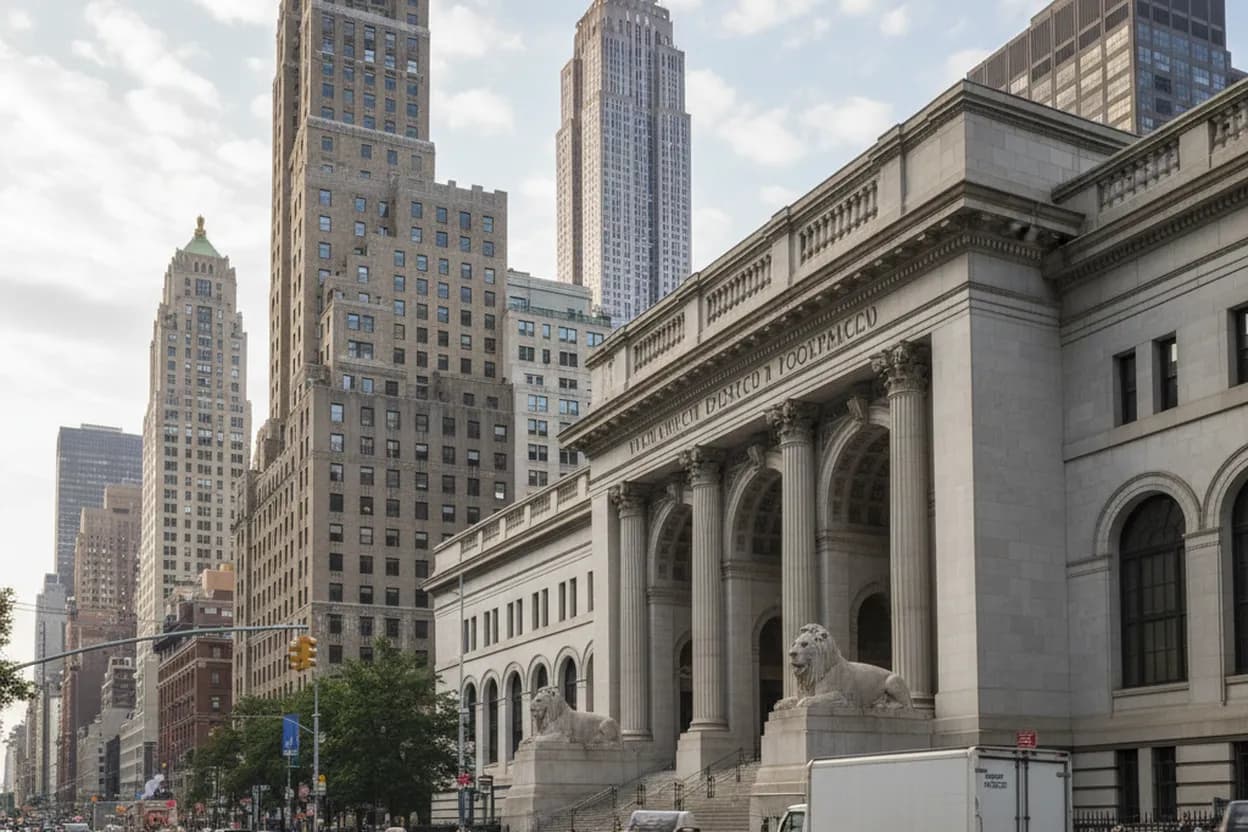 Realistic city scene for The Wall Street Journal: NYC Media Literacy Stops to Visit
