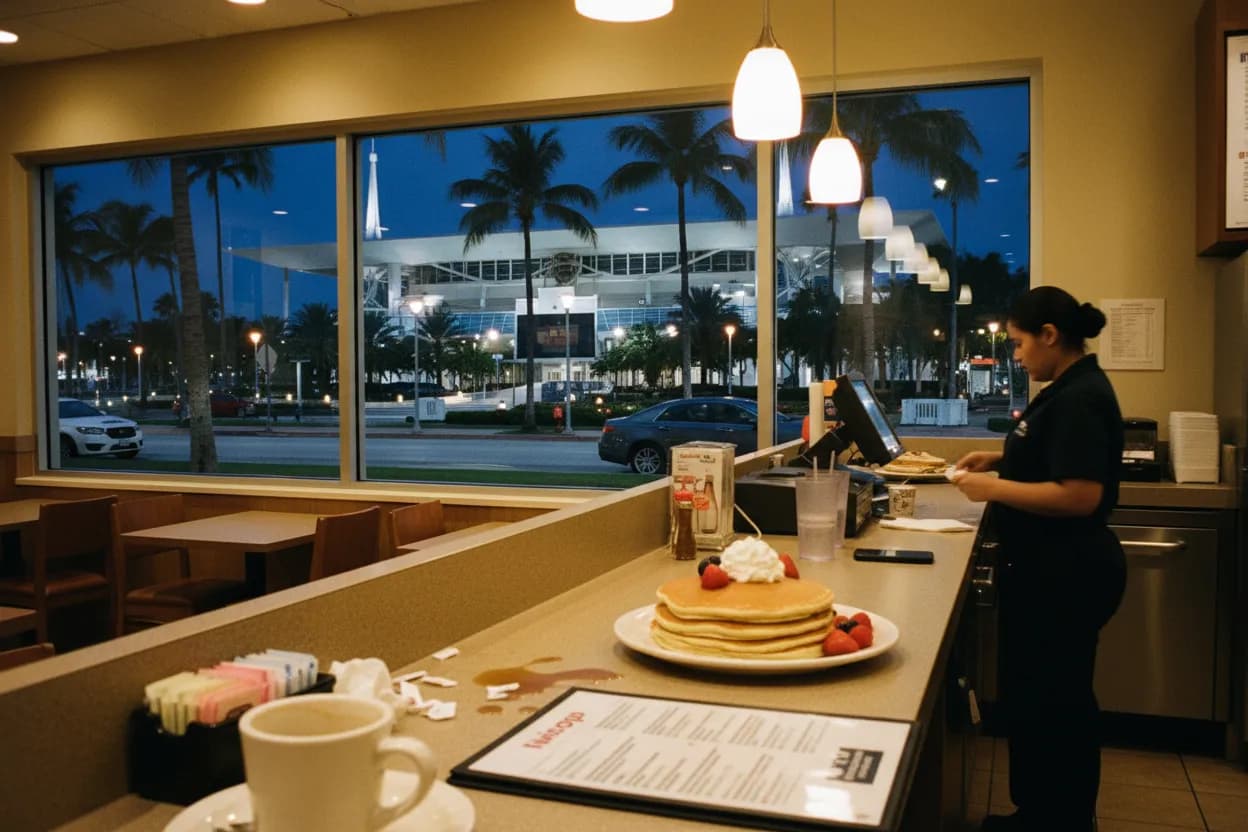 Realistic Miami scene for Miami IHOP Near Me for Late Pancake Cravings