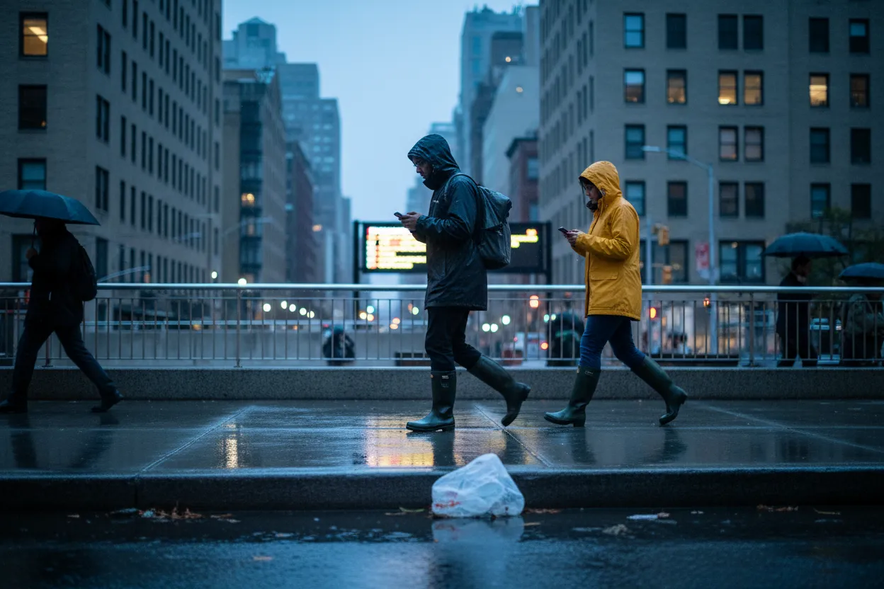 Practical city scene for NYC Flood Watch Guide for Weekend Plans and Transit
