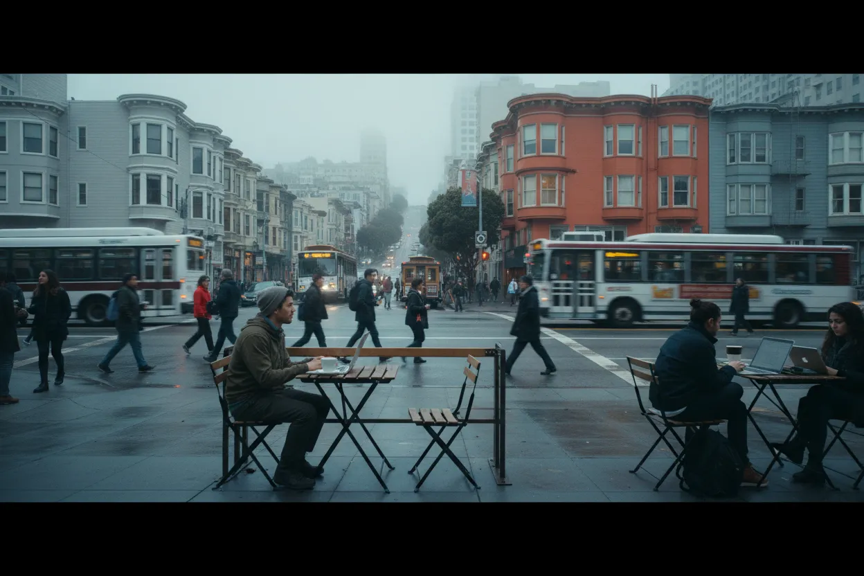 Realistic San Francisco scene for Best Cafes in San Francisco for Remote Work Days