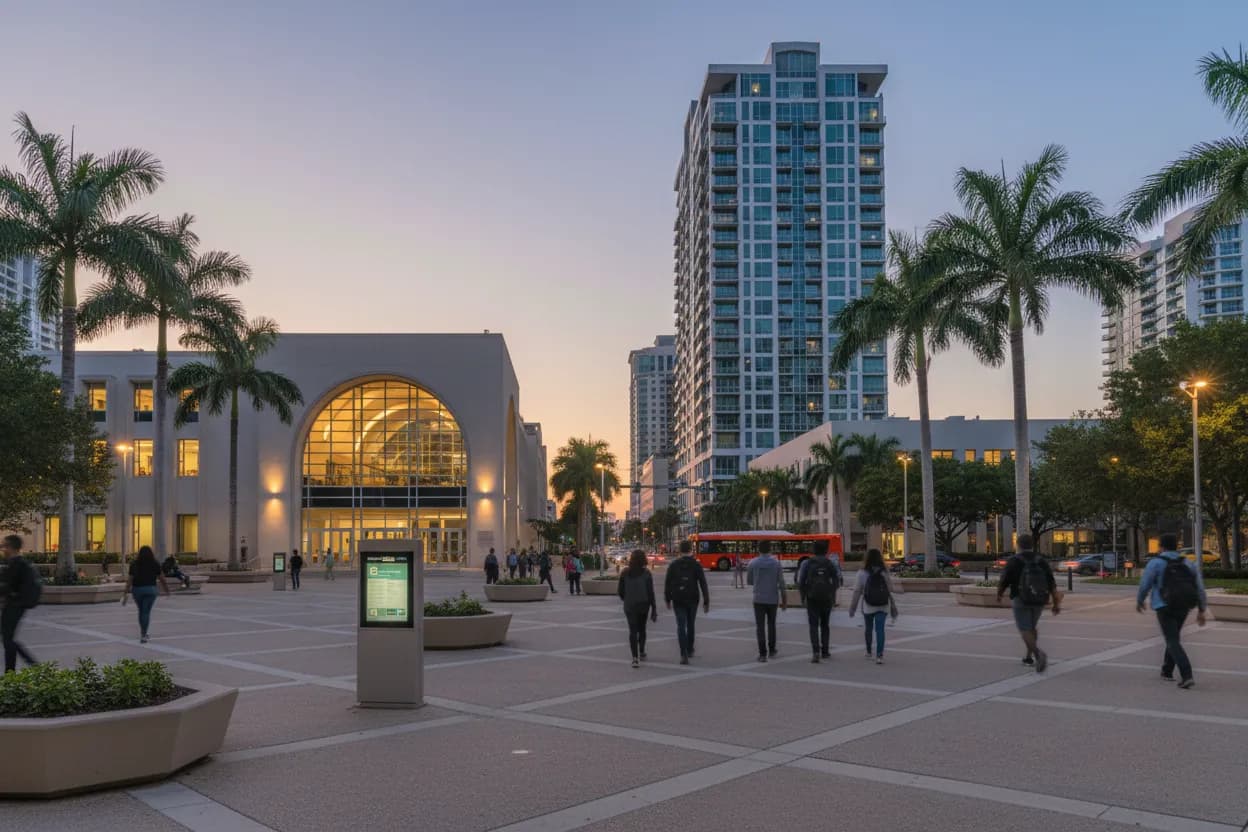 Realistic city scene for tallulah willis wedding: The Miami Source-Checking Route