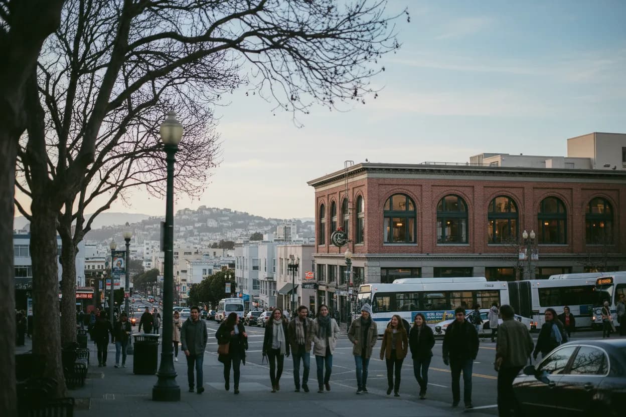 Realistic San Francisco scene for San Francisco Applebee's Guide for Casual Group Dinners