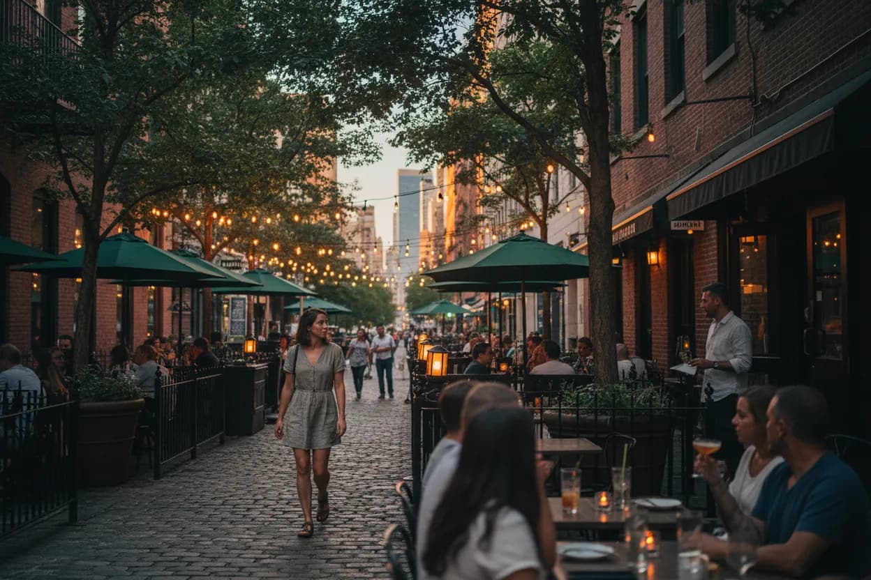 Practical city scene for Best Outdoor Dining in NYC for Warm August Evenings