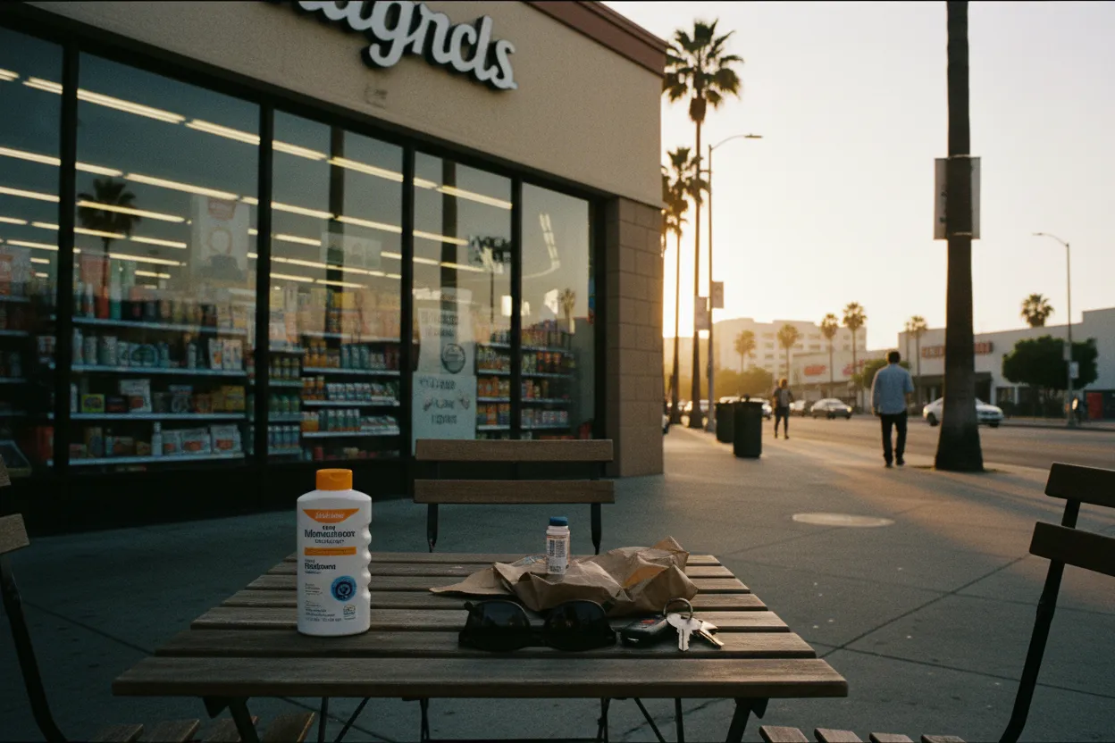 Realistic Los Angeles scene for LA Walgreens Near Me for Pharmacy and Sunscreen Runs