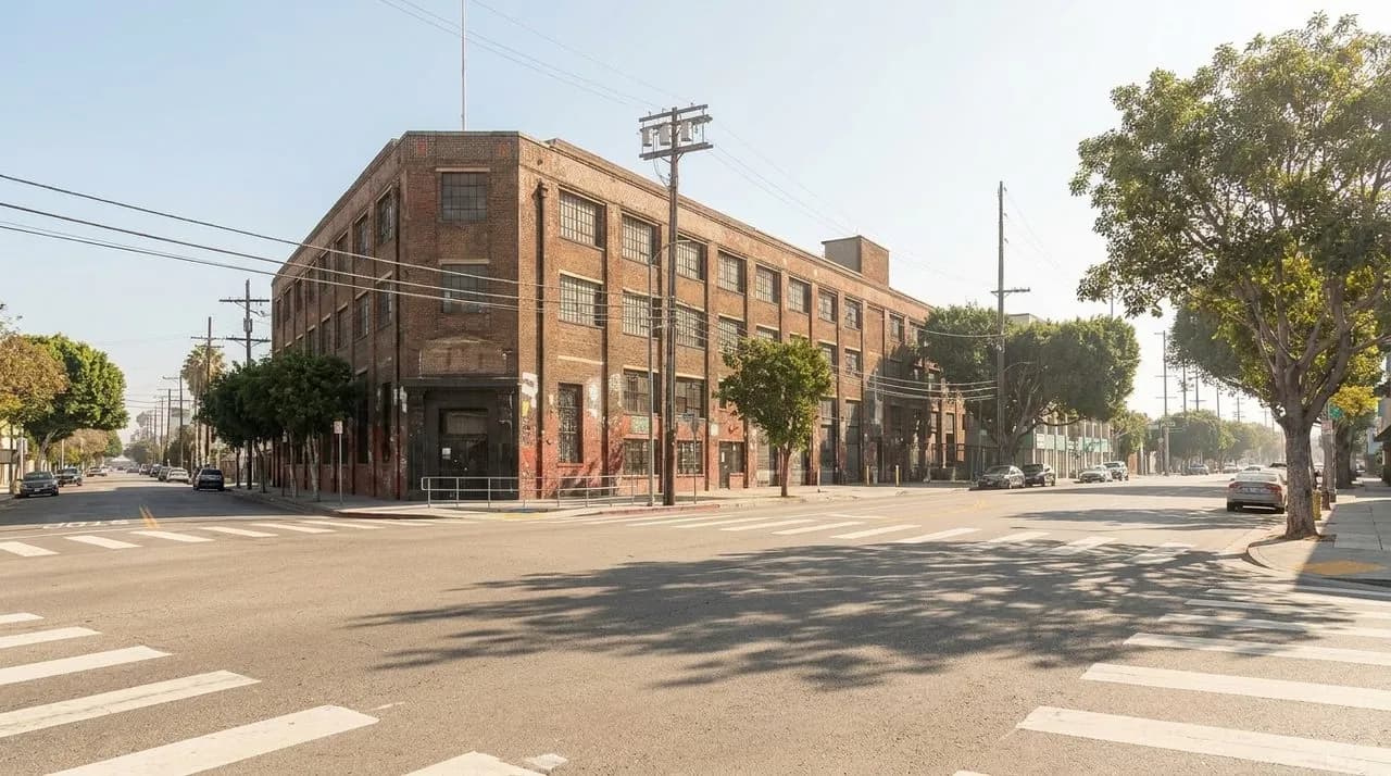 Street view along Alameda Street in the Arts District, Downtown Los Angeles