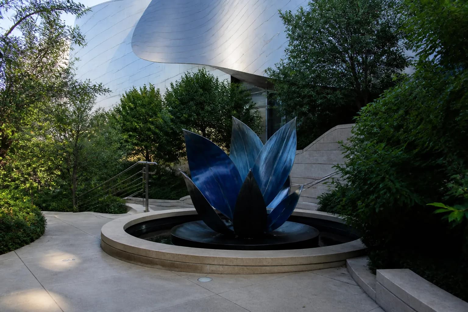 The peaceful garden area of the Walt Disney Concert Hall in Downtown Los Angeles.