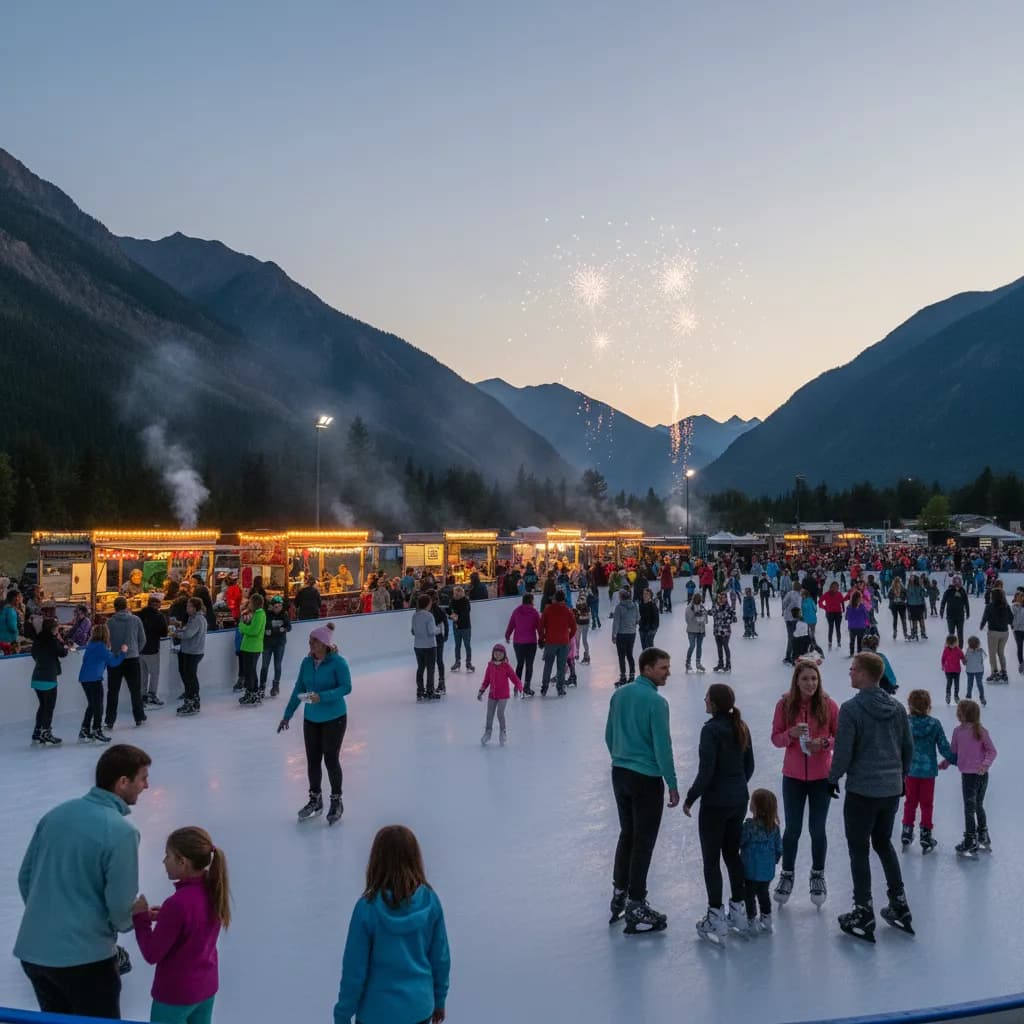 Evening crowd gathering before fireworks in Lake Placid