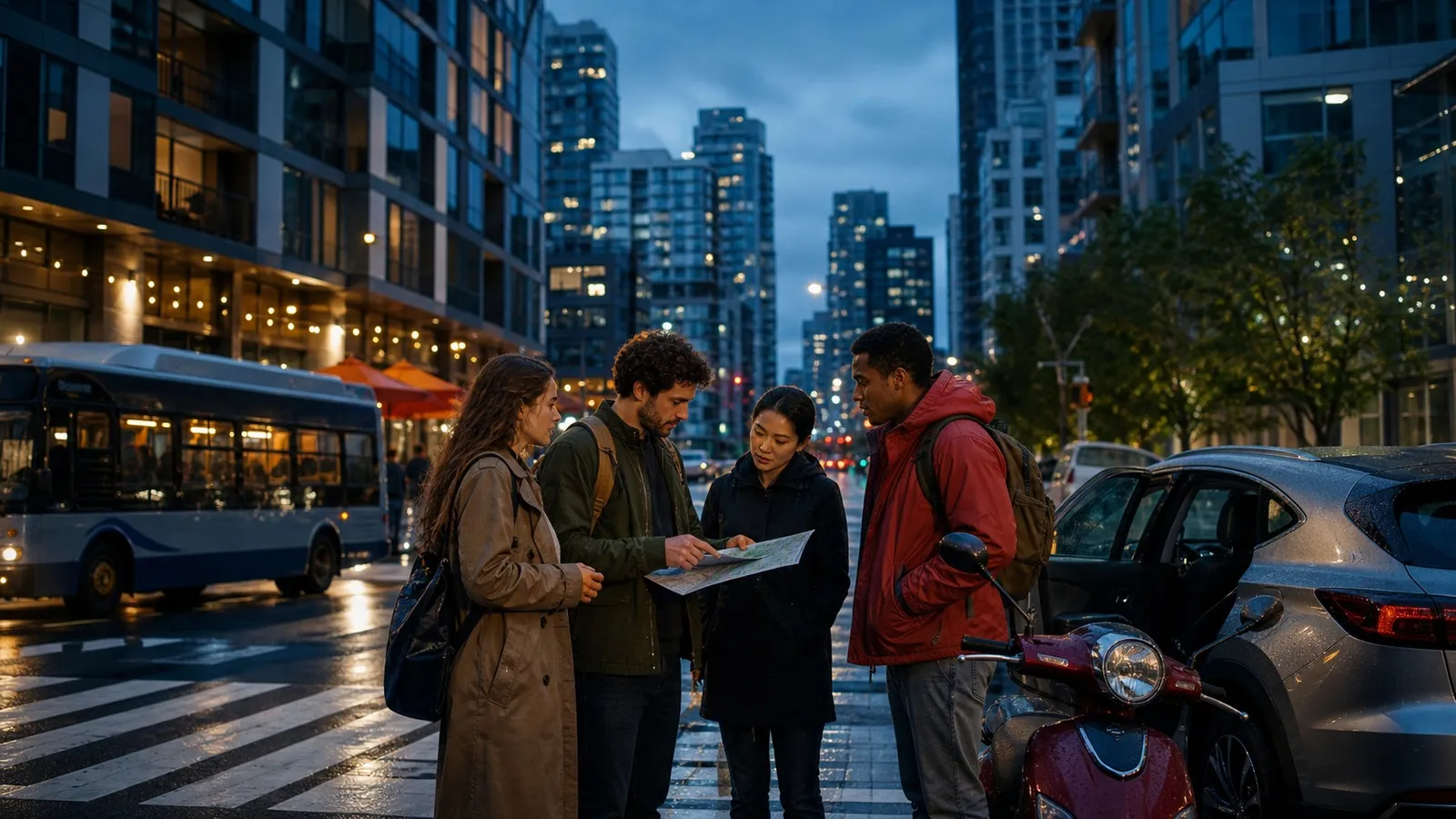 Photorealistic scene showing Karpo coordinating the wider day around Lyft.