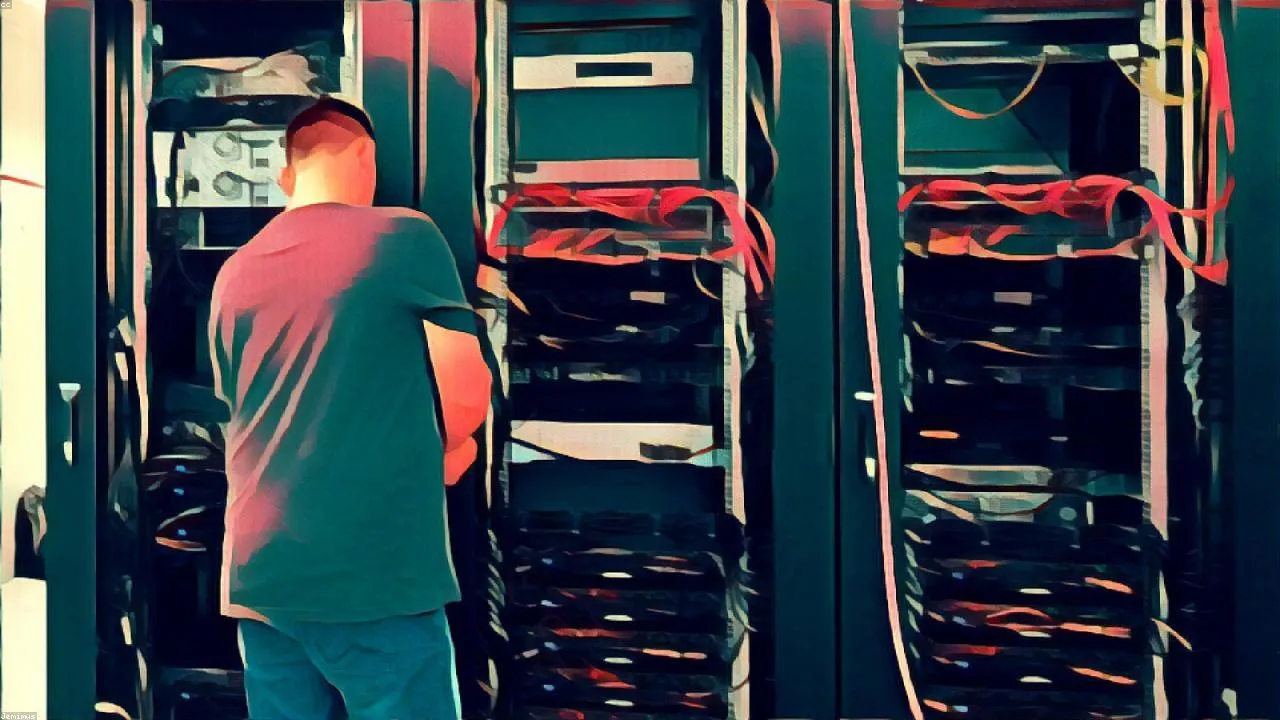 Server racks in a data center representing AI infrastructure